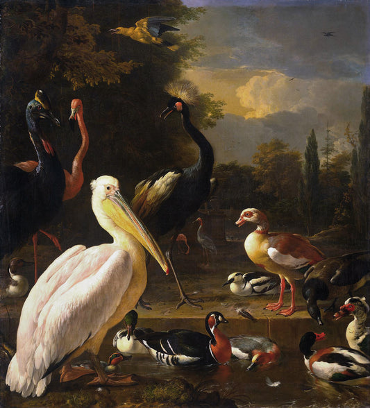 Melchior d’Hondecoeter, The Floating Feather, c. 1680 fine art print by Art Lectio
